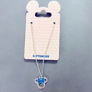 DISNEY sapphire sparkle minnie mouse september pendant necklace